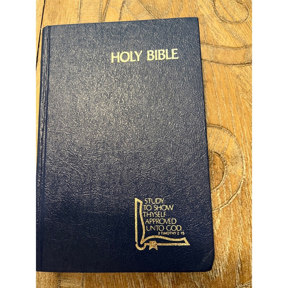 1973 Holman King James Bible Blue Hardcover Gold Print Holy Bible Scripture